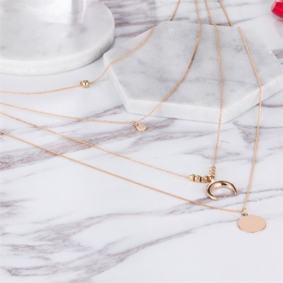 Multilayer Boho Coin & Horn Necklace - Picture 3 of 7